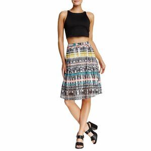 NWT Romeo & Juliet Couture Geometric Print Pleated Skirt Medium Multi Color New